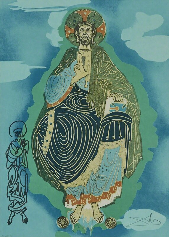 Salvador Dalí, ‘Pantocrator - Christ In His Majesty (Tarot 3 Of Coins)’, 1977, Print, Colour lithograph and mezzotint of original gouache with collage and lithographic remarque (Torrents) on Japon paper, Waddington's