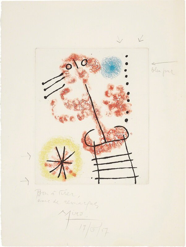 Joan Miró, ‘Feuilles éparses (Scattered Leaves): one plate’, 1957/1965, Print, Etching and aquatint in colors, on wove paper, with full margins, Phillips