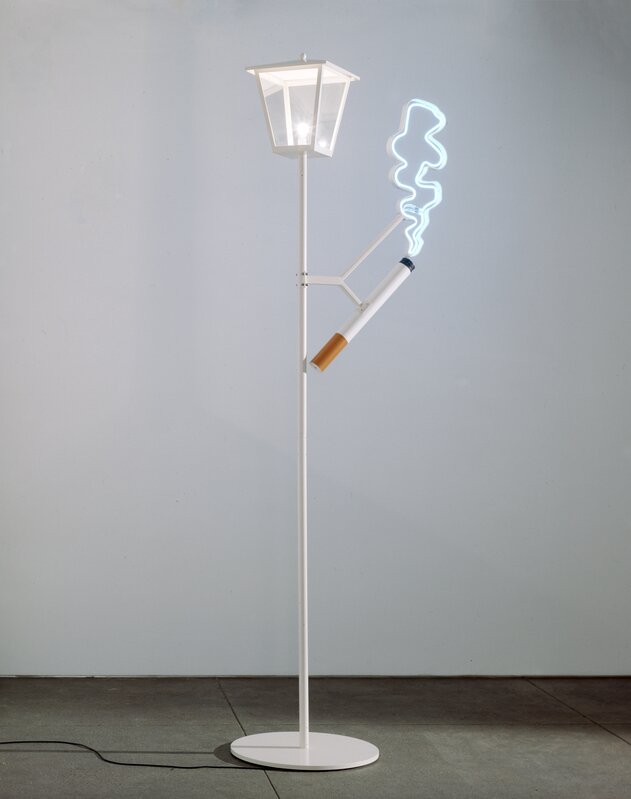 Cosima von Bonin, ‘SMOKE 2008/2011 (CVB & MICHEL WUERTHLE)’, 2011, Sculpture, Steel, lacquer, plate-glass, spruce; SMOKE: Perspex, steel, lacquer, neon lamp, light-emitting diode, Petzel Gallery