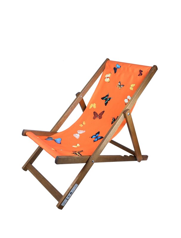 Damien Hirst, ‘Deck Chair (Orange)’, 2008, Textile Arts, Merpauh timber frame and sailcloth fabric, Chiswick Auctions