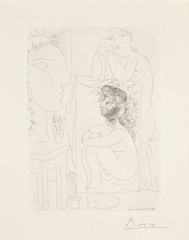 Pablo Picasso, ‘Model, Table and Sculpture’, 1933, Print, Etching, Christopher-Clark Fine Art