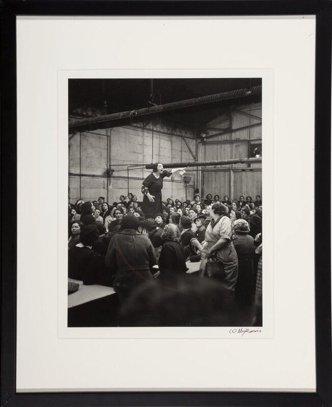 Willy Ronis, ‘Shop Steward Rose Zehner Addressing Workers During the Strike at Citroën, Paris’, 1938, Photography, Gelatin silver, printed 1997, Heritage Auctions