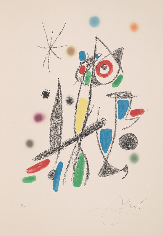 Joan Miró, ‘Untitled, plate 12 from Maravillas con variaciones acrósticas en el jardín de Miró (Wonders with Acrostic Variations in Miró's Garden) (M. 1056; C. 211)’, 1975, Print, Lithograph in colours, on Arches paper, with full margins., Phillips