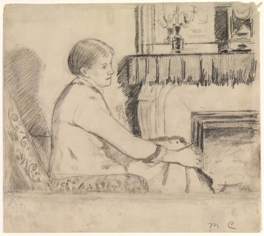 Drawing for "Before the Fireplace"