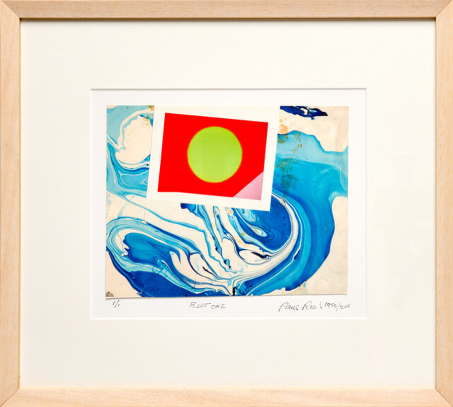 "Blot One 1/1" by Paul Reed; Colorful Screen Print with Greens, Red, and Blues