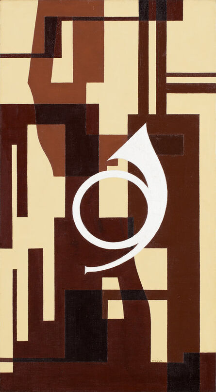 Otto Gustaf Carlsund, ‘Fuga i brunt – Projekt till väggmålning för musikrum (Fugue in brown - Project to mural for musicroom)’, 1934