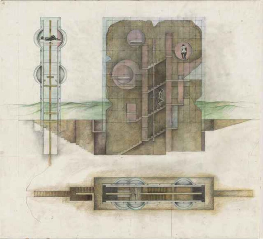 The House without Rooms (Project, Elevation and Plan)