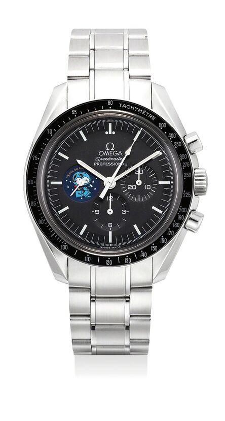 OMEGA, ‘A fine and rare limited edition stainless steel chronograph wristwatch with bracelet, warranty and box, numbered 3821 of a limited edition of 5441 pieces, made to commemorate the “Silver Snoopy Award” presented to Omega’, Circa 2004