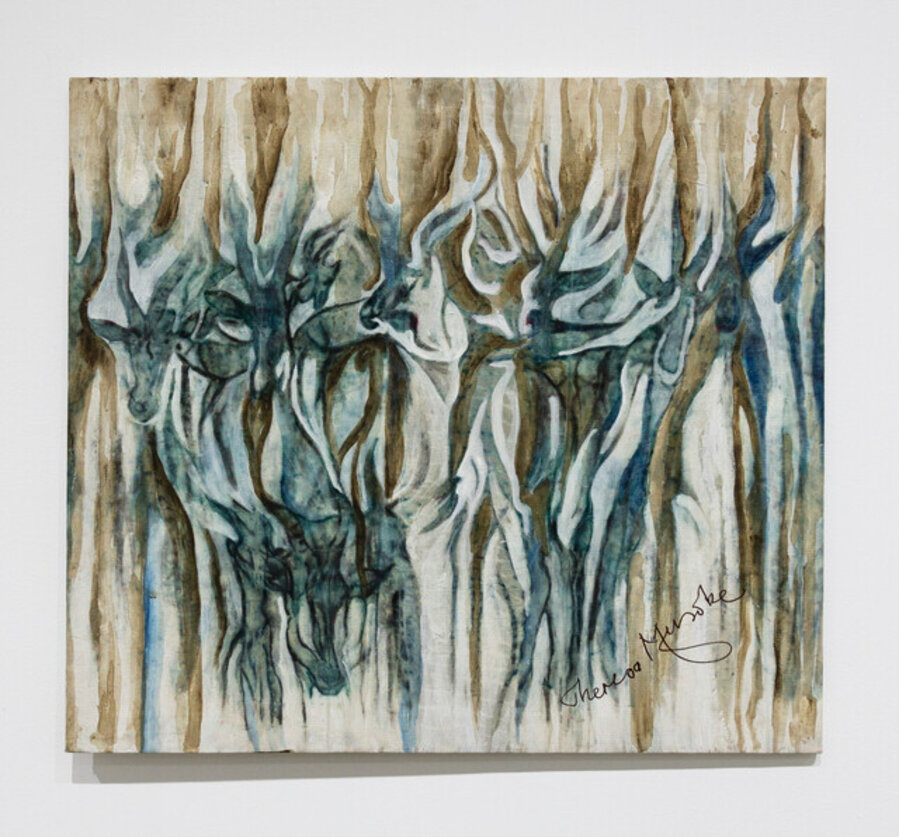 Untitled (Antelopes in blue and brown)