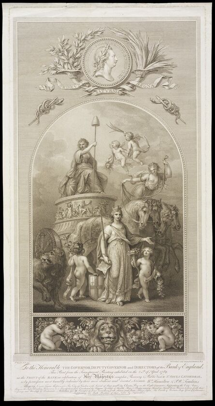 Peltro William Tomkins, ‘Print from the Transparent Painting exhibited on 24th April 1789 in the front of the Bank in celebration of His Majesty's complete recovery and Public Visit ...’, 1790