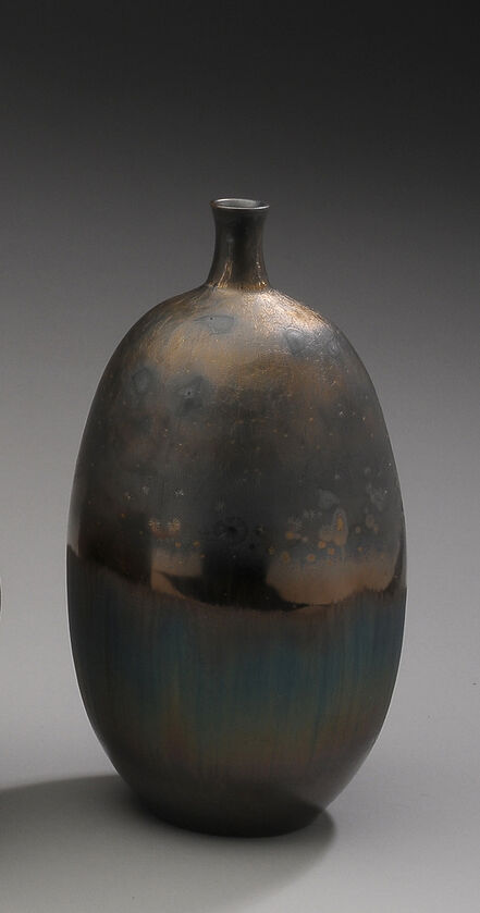 Hideaki Miyamura, ‘Small bottle with gold, blue and silver glaze’, 2019