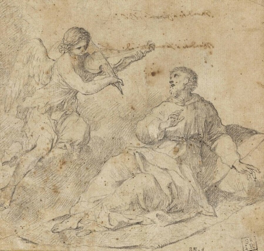 An angel violinist appearing to Saint Francis of Assisi