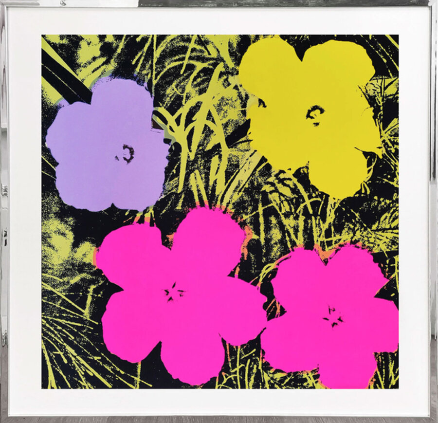 Flowers 11.73 - pink, blue, yellow, black