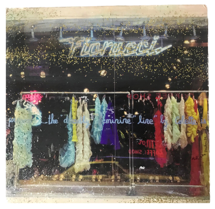 “The Deadly Feminine” line in windows of Fiorucci