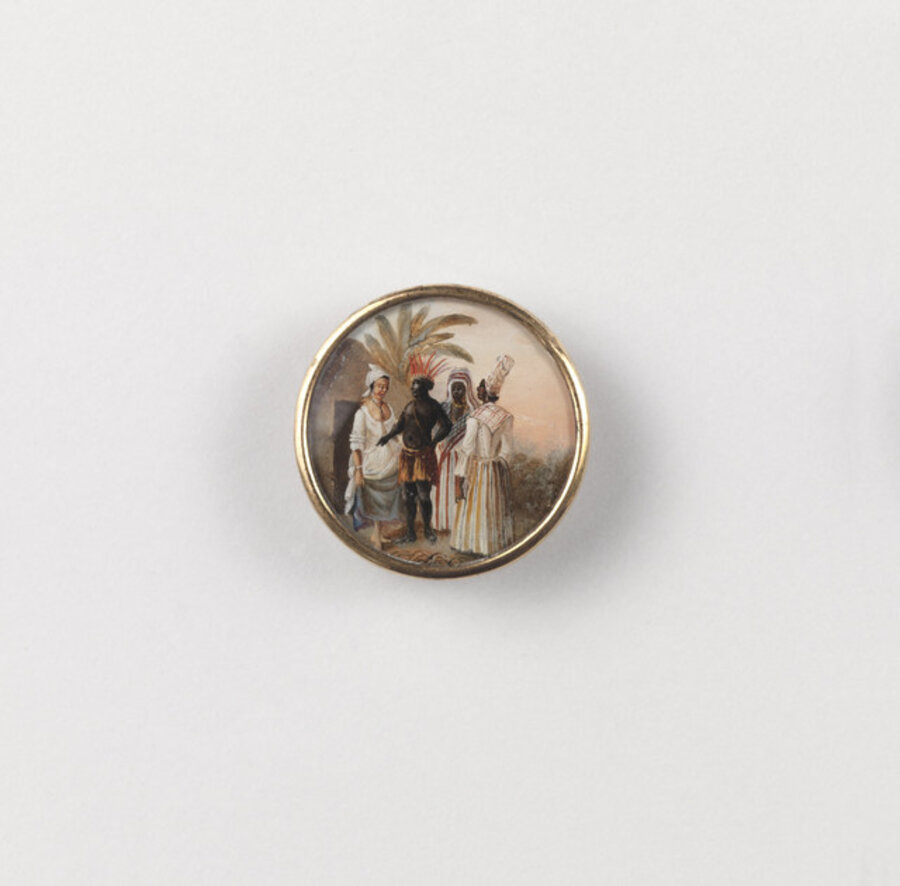 Button Showing West Indian Scene