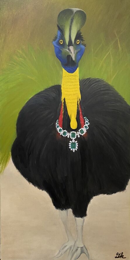 Gemma Kahng, ‘Northern Cassowary Wearing Emerald and Diamond Necklace’, 2022