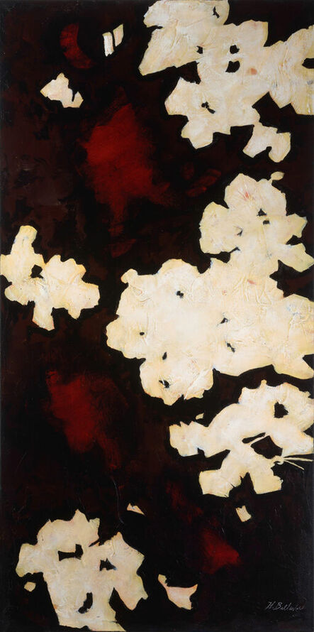 Helen Bellaver, ‘Midnight Lace 7 - Contemporary Abstract Painting w/ Strong Beautiful Forms (Cream+Black+Red)’, 2022