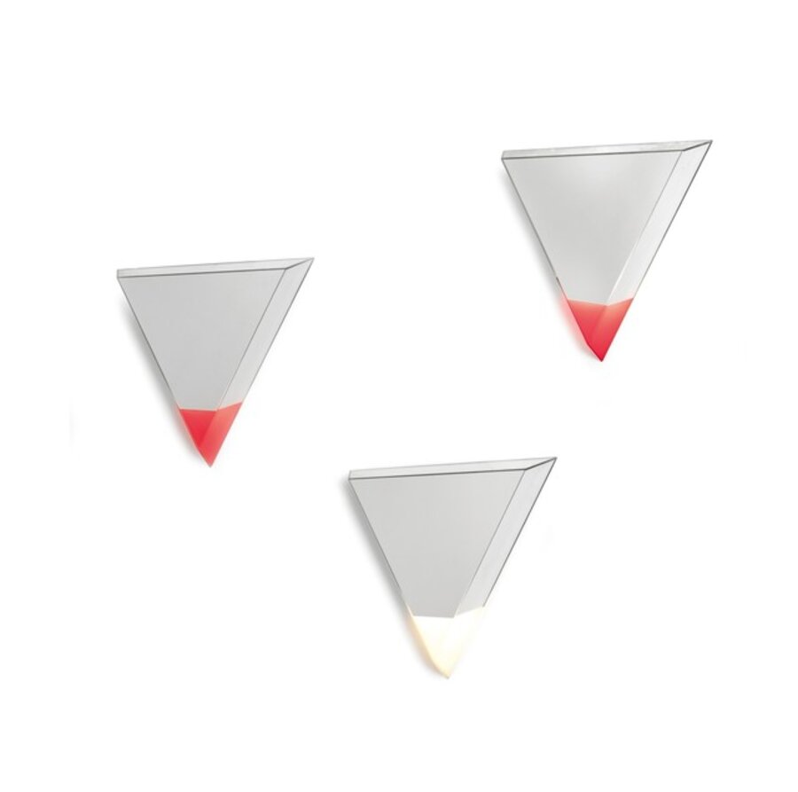 three light appliques from the Life series with a metal structure and mirrored glass and coloured glass linings