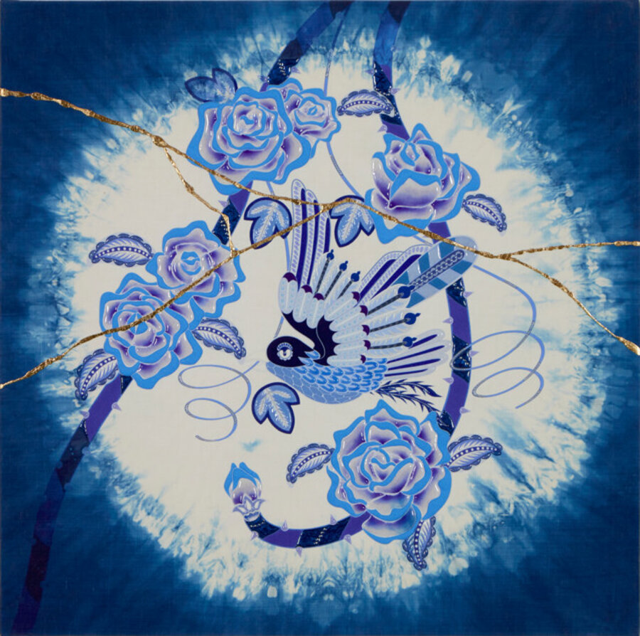 Rose bird - japan blue - #1
