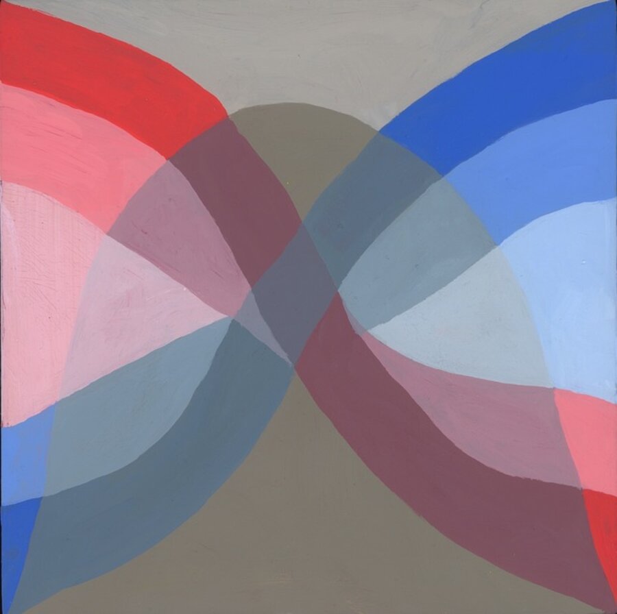 Dark shadow over red, white and blue