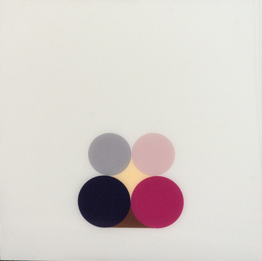 Violet Still Life 3 - bright, geometric post-minimalist, acrylic on plexiglass