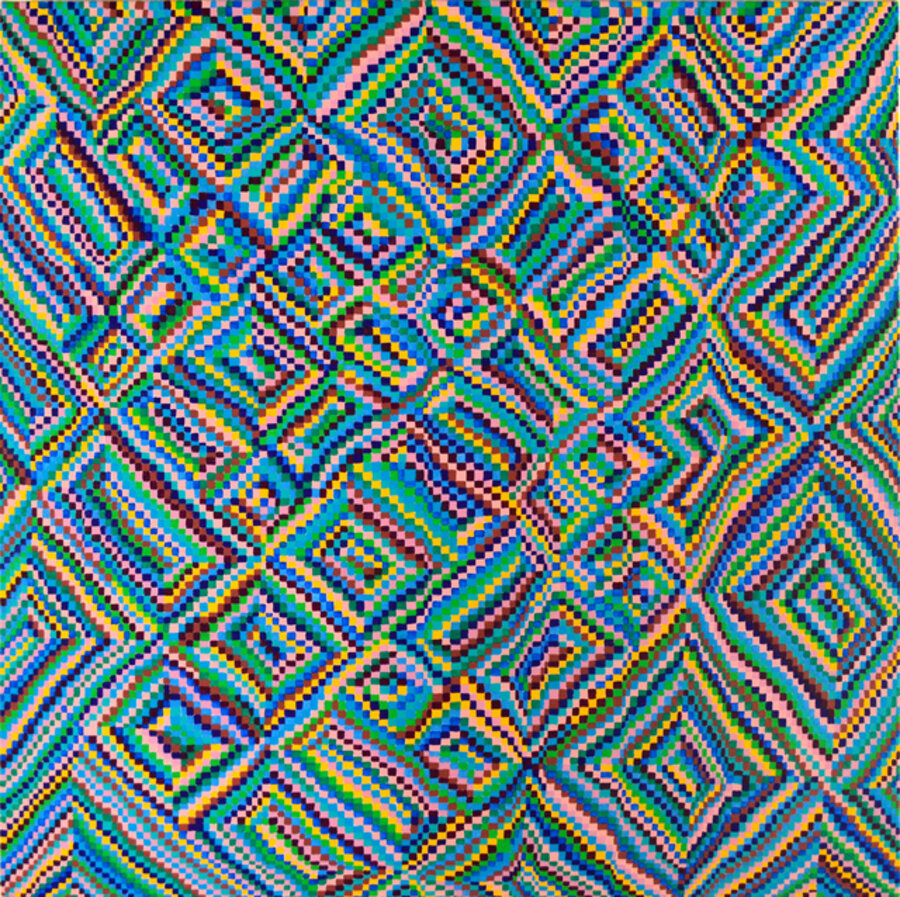 Grid Painting 1 (Twelve Colors Arranged on a Hand-Drawn Grid)