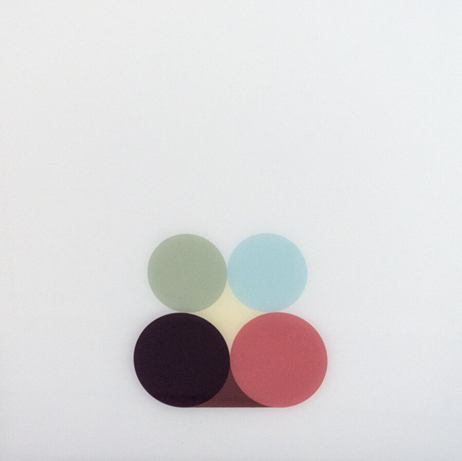 Still Life Blue - bright, geometric abstract, minimalist, acrylic on plexiglass