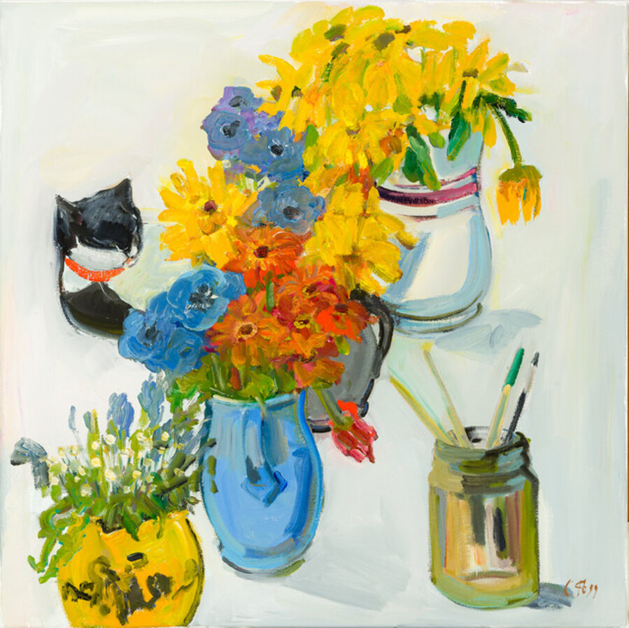 Brushes, Flowers, and Max