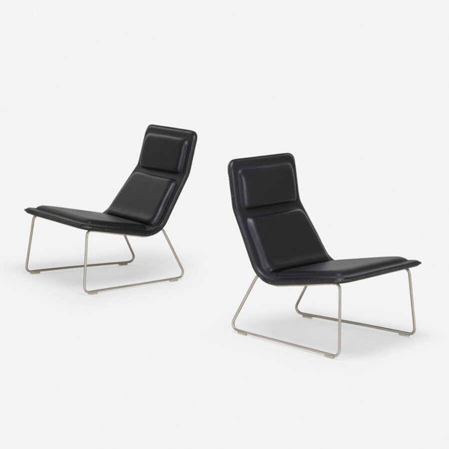 Low Pad lounge chairs, pair