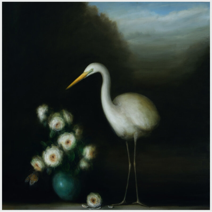 Landscape (Egret and Roses)