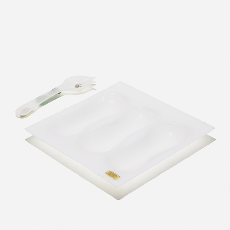 Prototype Cloverware serving dish and spoon