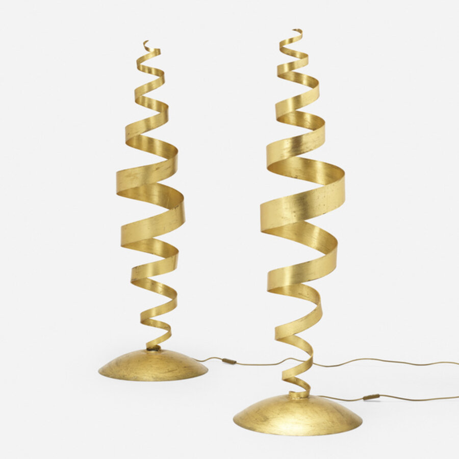 Spiral floor lamps, pair