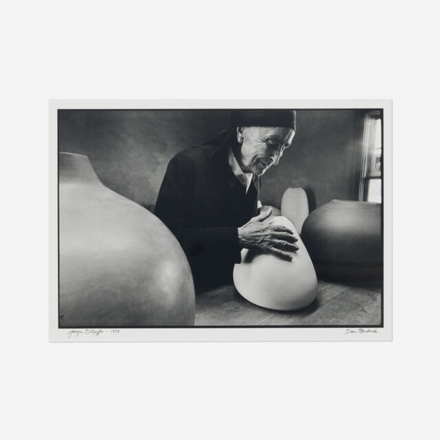 Georgia O'Keefe at the Ghost Ranch with Pots by Juan Hamilton, New Mexico