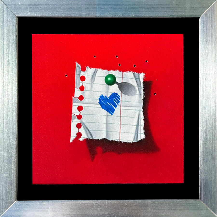 Blue Heart with Green Pushpin