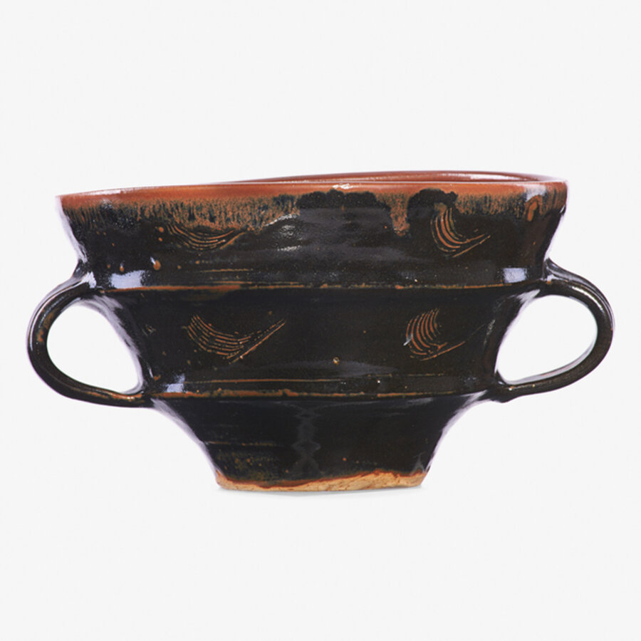 Two-handled bowl, tenmoku glaze, England