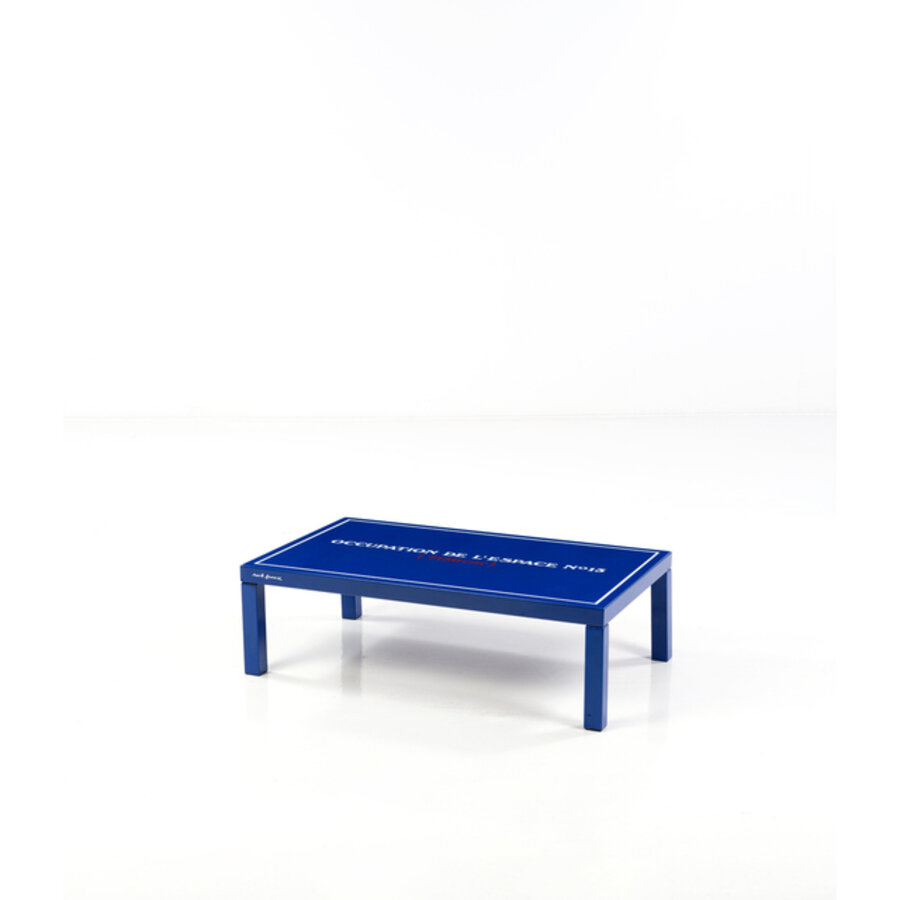 Occupation of space No. 13-1968; Coffee table enameled metal silkscreened