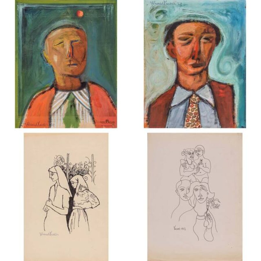 (i) Untitled, Green Tie; (ii) Untitled, Paisley Tie; (iii) Untitled, Two Women; (iv) Untitled, Figures