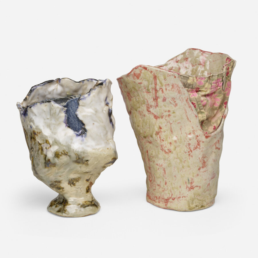 Denim Vase and Pink Vase (two works)