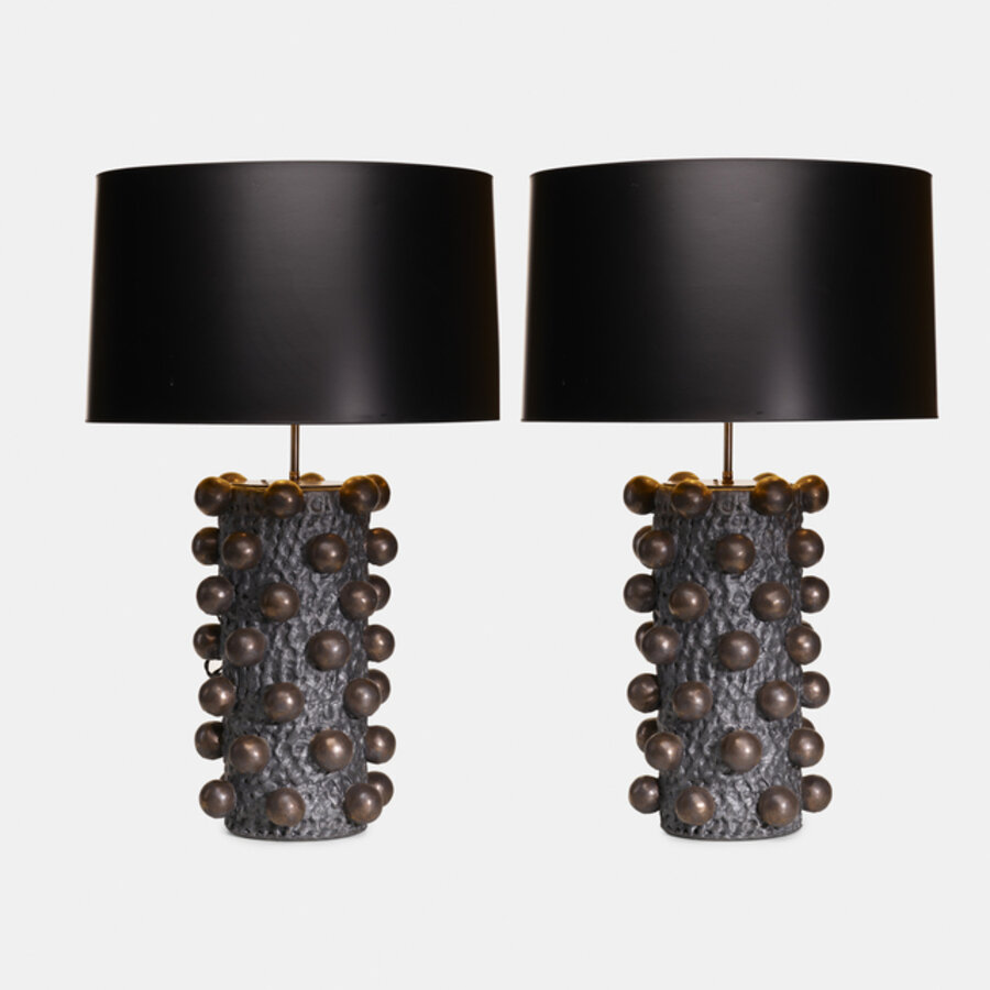 Cabochon table lamps, pair