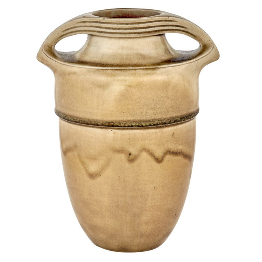 Salt-Glazed Stoneware Two-Handled Vase