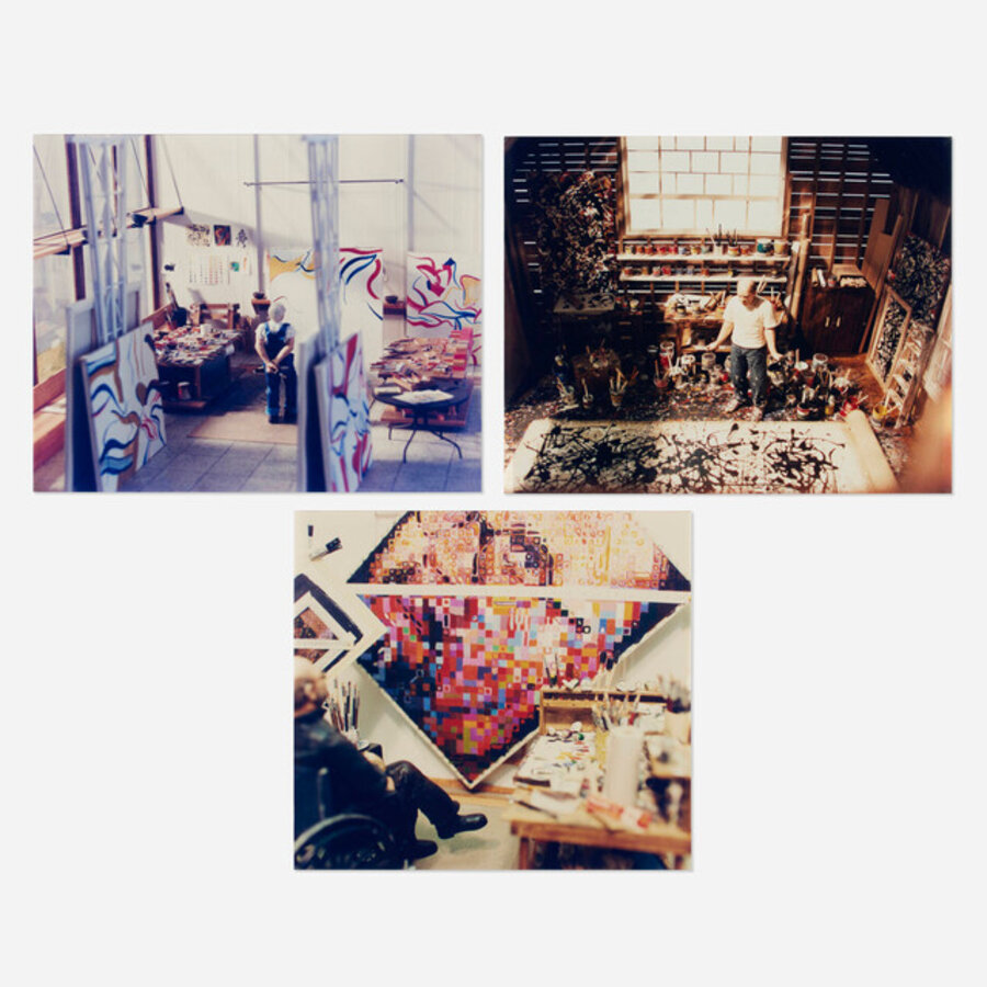 Jackson Pollack; Chuck Close; Willem de Kooning (three works from the Inside the Artist's Studio series)
