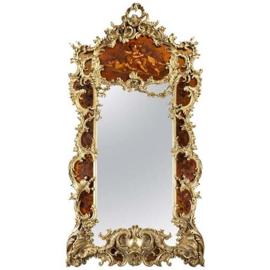 Large Giltwood and Vernis Martin Mirror by Louis Majorelle from the Dutch Royal