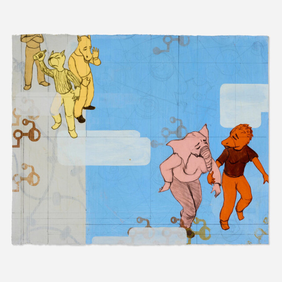 Untitled (Woman Running, Man Throwing Bottle...)