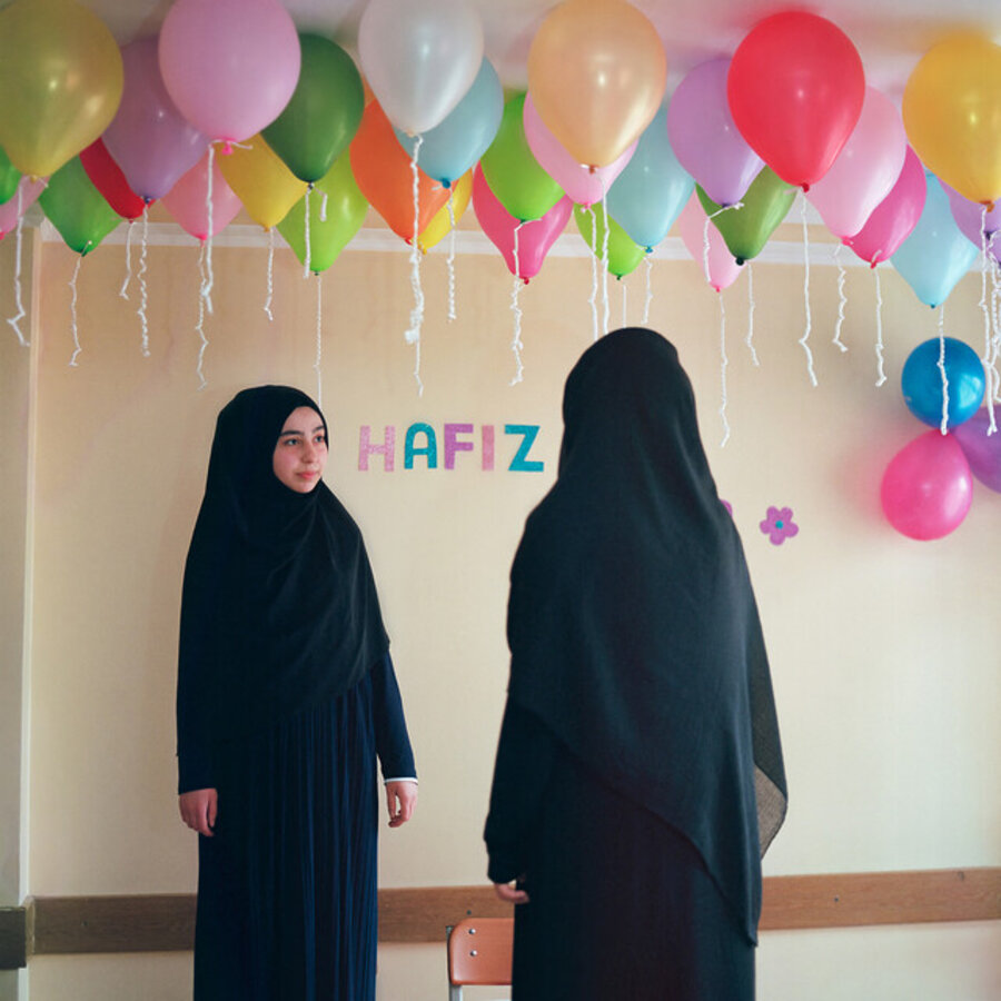 A classroom decorated for graduating students. Istanbul