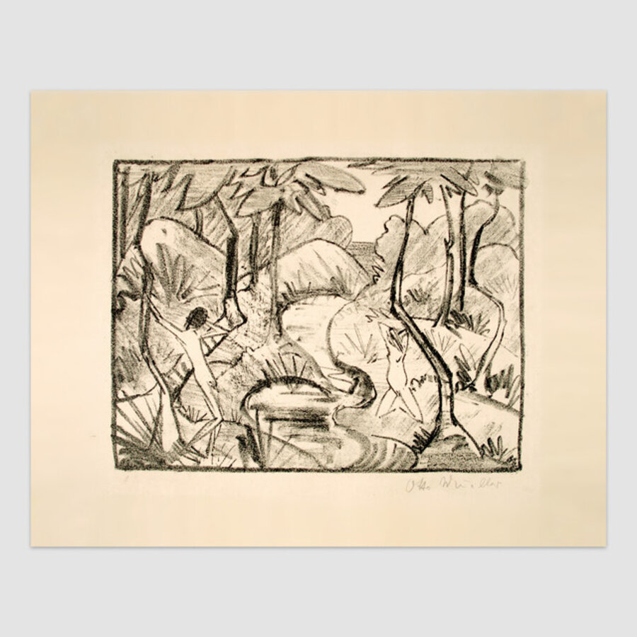 Zwei Figuren am Waldbach 2 (Waldlandschaft) (Two Figures at the forest stream (Forest Landscape))