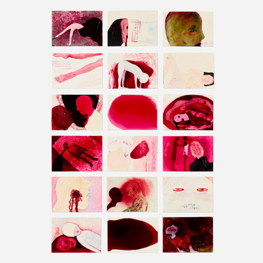 Eighteen works from the Shame series (Rows E and F)