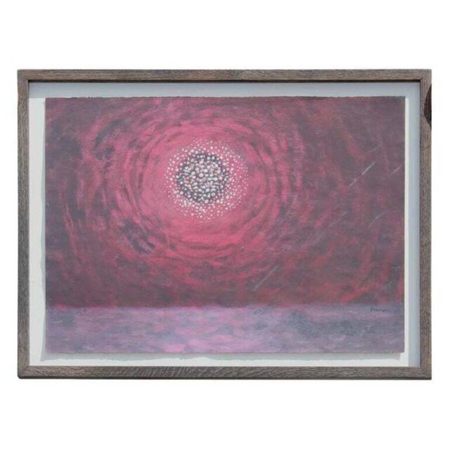 Red-Toned Sunset Pointillist Abstract Painting