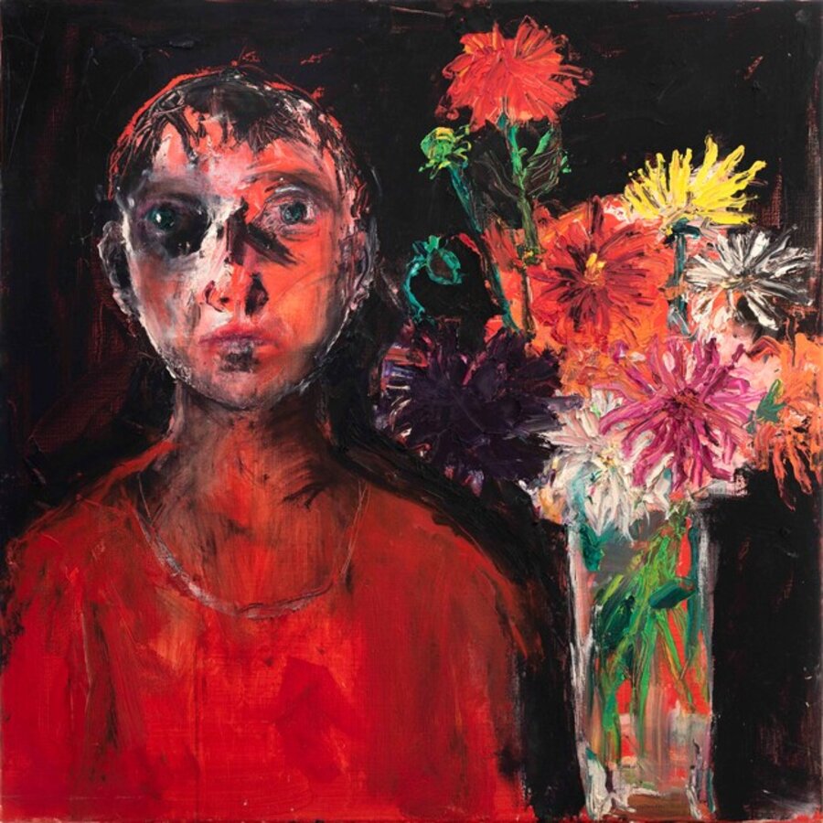 Figure with Dahlias