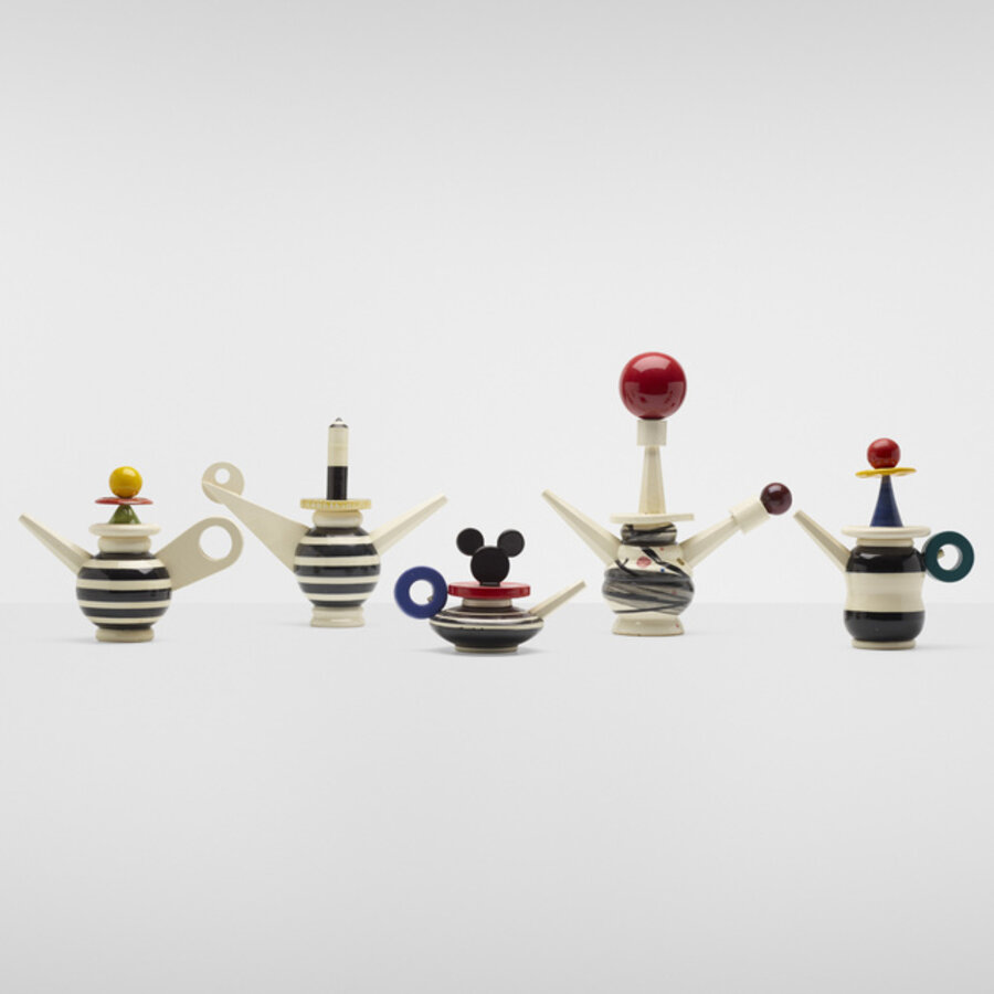 Collection of five teapots
