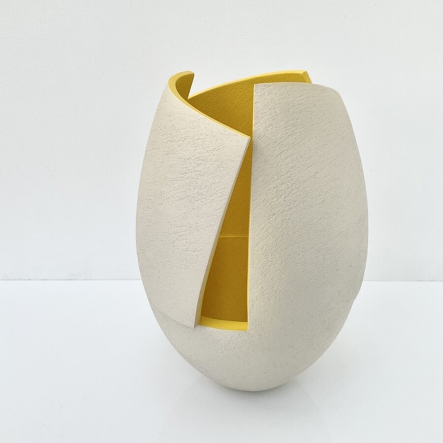 Light Grey Cut and Altered Vessel with Yellow Interior